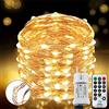 Lezonic Ghirlanda luminosa con 220 LED, 25 m, 8 modalità, ghirlanda luminosa impermeabile, esterno e interno in rame, con timer da remoto, per camera da letto, mobili da balcone, feste, Natale (bianco caldo)