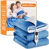 Mia&Coco Coperta Elettrica Termica Riscaldata, Lavabile in Lavatrice, con Telecomando Digitale, Flanella Sherpa 180x200 cm, 10 livelli e 1~9 ore di spegnimento automatico, lavabile in lavatrice, Blu