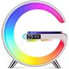 BLOSSOMLIFE Lampada da tavolo a LED con ricarica wireless, lampada da tavolo intelligente, dimmerabile, luce notturna con controllo app di sincronizzazione musicale (bianco)