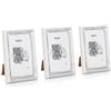 Antic by Casa Chic Shabby Chic Cornice 13x18 cm Argenta-Bianca - Pacco da 3 - Passepartout per Foto 10x15 cm Incluso - Larghezza della cornice 2 cm! - Argento-Bianco Antico