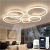 ycwdcz Plafoniera con Ventilatore da Soffitto Compatibile con Alexa, Google Assistant, Anelli Lampadario Led con Ventilatore da Soffitto, Dimmerabile, Motore DC, Ventola Soffitto con Luce