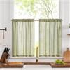 TOPICK Tenda Cucina Tende Corte Piccole 90Lx75A cm 2 Pannelli Verde | tenda da bistrot, porta finestra, balcone, stile country, roulotte, corte, semi-trasparenti, rustiche, soggiorno, doccia