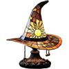 Generico Lampada a forma di cappello da strega in vetro colorato, lampada da tavolo USB LED in resina con bagliore mistico, luce notturna autunnale per Halloween, camera da letto, scrivania o regalo [Classe di