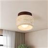 kaixunl 7W Lampadario a Soffitto Pietra Gialla Travertino Lampadari Giapponese Wabi Sabi Plafoniera Luce Calda Adatto Plafoniere per Camera da Letto Sala da Pranzo Cucina Ingresso Corridoio noce