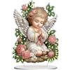 AIRDEA In piedi Statua d'Angelo Diamond Painting Acrilico Doppia Faccia, Design speciale Decorazione da tavolo Rose Rosa Diamond Painting Kit Completo, Diamantini Crystal Art Decoro da scrivania