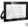 PPSSOHU Faretto LED da Esterno 100W, 144 Perle Faro LED da Esterno 10000LM 7000K Super Luminoso Bianco Freddo Luce di Sicurezza , IP67 Impermeabile Faretti LED per Giardino, Cortile, Terrazza, Patio, Garage