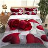 MQBHJI Set Biancheria Da Letto 3 Pezzi, Copripiumino Matrimoniale 260X240cm Con 2 Federe 50X80cm, Copripiumino Matrimoniale Moderno Copri Piumino In Microfibra, Stampato In 3D Modello Di Cuore Rosa Ro