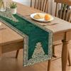 Generic Elegante runner da tavola vintage verde ornamentale per la casa e la sala da pranzo, perfetto per riunioni di vacanza e occasioni speciali, 33 x 182 cm