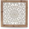 DiKasa Pannello Decorativo da Parete Intagliato in Legno di Abete e MDF Bianco, Decorazione Elegante con Cornice Effetto Legno per Casa 44x44 cm