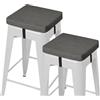 AddGrace Set di 2 cuscini antiscivolo per sgabello da bar, quadrati, con laccetti, con fodera lavabile in lavatrice, 30 x 30 x 5 cm (grigio scuro)