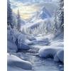 Kitquiver DIY 5D Quadri Con Perline Paesaggio Invernale Del Ruscello Di Montagna Ricamo A Punto Croce Con Strass Rotondi A Punta Intera,Artigianato Per Principianti,Regali,Decorazioni Per La Casa 30x40cm