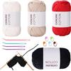 RANJIMA Filato all'uncinetto per principianti, 4 pezzi di filo semplice, senza filo diviso, filato a maglie ben visibili, per uncinetto con accessori all'uncinetto, filato in nylon di cotone per