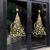 Cityhermit Adesivi per finestre con albero di Natale per vetro, albero di Natale dorato, adesivi statici, fai da te, per pareti, finestre, porte, vetrine, vetrine (confezione da 2)