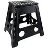 VELLUSTRA Sgabello Pieghevole, Portata 150 kg, Sgabello in Plastica Portatile con Maniglia, Salvaspazio, Leggero, 39 x 32 x 39 cm Sgabello per Cucina, Bagno, Giardino, per Bambini e Adulti, Nero