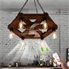 KZT Lampadario in legno E27 Ventilatore da soffitto con Luce e Telecomando Silenzioso Fan Plafoniera Vintage Industriale Lampada a Sospensione per sala da pranzo Soggiorno Cucina Bar Luci illuminazione