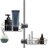 YXIAOO Mensola per doccia Senza Foratura, In Acciaio Inox per Asta, 2 Pezzi, Portasapone, Supporto per Gel, Supporto per Shampoo, Scaffale per Bagno, Cucina, Cesti da Doccia