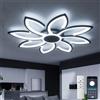 YUNLONG Lampadario Led Soffitto Moderno Soggiorno con Telecomando, 80 cm Plafoniera Led Soffitto Dimmerabile Fiore, 98W, 8000LM, Lampada da Soffitto per Ufficio, Camera da letto, Salotto, Nero