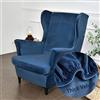 Highdi Velvet Copripoltrona con Orecchie Elasticizzato, Tinta unita 2-Pezzi Copridivano da 1 Posto con Fodera per Cuscino, Lavabile per Strandmon Bar Soggiorno Camera da Letto (blu navy)