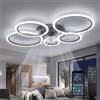 ycwdcz Plafoniera con Ventilatore da Soffitto, Anelli Lampadario Led con Ventilatore da Soffitto, Dimmerabile, Motore DC, Modalità Estate Inverno, Ventola Soffitto con Luce e Telecomando, Nero