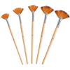 Prasacco Set di 5 pennelli piatti a ventaglio, per pittura acrilica, in nylon, con manico lungo in legno, per pittura acrilica e acquerello (2/4/6/8/10#)