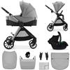 kk Kinderkraft Kinderkraft VESTO 2, passeggino trio 3 in 1, travel system neonato con carrozzina, ovetto auto MINK PRO 2, seduta reversibile, chiusura compatta, ruote EVA, Grigio