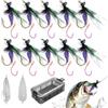Generic Escche Artificiali Per Trote 10 Artificiali Da Pesca Con Doppio Amo | Esche Siluranti per Pesca in Acqua Salata Per Camping Laghi Fiumi Acque Dolci E Salate