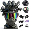 Generic Set Casco Tattico Bambini con Maschera NVG 4-Occhi Modello Torcia | Attrezzatura modulare regolabile in ABS durevole, per paintball, gioco CS & giochi di ruolo