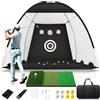 Fesatccoz Rete da golf resistente alle intemperie, versatile, con tappetino, rete da golf stabile per giardino e interni, set completo per allenamento da uomo, nero, 300 x 180 x 240 cm