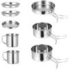 PACKOVE Kit Pentole da Picnic in Acciaio Inossidabile, Argento, Manico Pieghevole, Portatile, per Attività All'aperto e Picnic, per 5-6 Persone