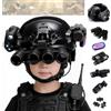 Generic Set Casco Tattico Bambini con Maschera NVG 4-Occhi Modello Torcia
