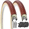 SIMEIQI 1 o 2 confezioni 26 x 2,125 Beach Cruiser Bike pneumatici e camere d'aria marrone crema parete (1 solo pneumatico, 26 x 2,125)