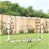 KMTNERVG Calcio rimbalzo 184 x 61 x 123 cm, telaio in acciaio, bianco e nero | Acciaio verniciato a polvere, rete in polietilene con cinghie, rimbalzo silenzioso, facile da trasportare