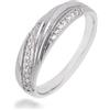 Sakrami Anello Argento 925 Design Onda con Zirconi Bianchi e Nervature Lucide - Scatola Personalizzabile con Dedica Incisa - Idea Regalo Ragazza Donna Anniversario Compleanno