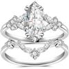 WAHZAUS Set di fedi nuziali in moissanite da 2 carati, colore D, purezza VVS1, taglio marquise, anello da donna in argento Sterling 925, fedi nuziali da donna, misura 5-9