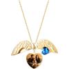 ZqlDDayUP Collana con foto Collane personalizzate con foto a forma di cuore e ali d'angelo Collana con ciondolo a forma di cuore personalizzato con pietra portafortuna Gioielli commemorativi personalizzati