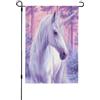 Myfsucce Bandiera da giardino su entrambi i lati, con unicorno bianco scintillante, viola scintillante, bandiere decorative da cortile per prato, decorazione per esterni, resistente alle intemperie e