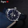 Sugess Moonphase Orologio da uomo 40mm Orologi da polso meccanici automatici Origine ST2528 Movimento in acciaio inossidabile Quadranti in arenaria blu