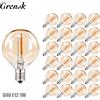 Grensk 25 pz G40 Led Lampadine di Ricambio 220 V 1 W Ambra Globo Ampoule Adatto E12 o C7 Candelabro Vite Prese per Patio Luce Della Stringa