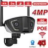 BOAVISION Telecamera di sorveglianza Wifi esterna 4MP 4G POE Dual Lens 180 ° telecamera di sicurezza per visione notturna a colori Ultra grandangolare Camhipro APP