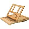 NONE Cavalletto da tavolo per valigetta migliorato con scomparto e tavolo da disegno, supporto in legno regolabile con cassetto per libri, tablet e laptop (naturale, 34 x 27 cm)