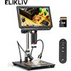 Elikliv Microscopio digitale Elikliv EM4K 4K HDMI per elettronica Microscopio per saldatura 8" 2000X per riparazione ispezione PCB con supporto da 10"