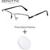 ZENOTTIC Occhiali da vista rettangolari eleganti taglia XL per uomo Occhiali da vista fotocromatici con mezza montatura in metallo anti luce blu