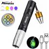 Alonefire 4 in 1 LED UV 365nm Rilevatore di giada Luce ricaricabile Smeraldo Gioielli Gemme Identificazione ambra Torcia gialla 395nm Torcia Lam