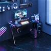 Devoko Tavolo da gioco Devoko con LED 120x60 cm Scrivania da gioco Z-Frame Tavolo da gioco ergonomico per PC con portabicchieri
