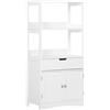 kleankin Mobili Kleankin per il bagno con contenitore - 2 ante, cassetto, 3 ripiani - Sun. 60L x 33l x 122H cm - MDF Bianco