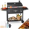 devoko Carrello barbecue professionale Devoko 71x42,5 cm con griglia a carbone, pannelli laterali pieghevoli e termometro