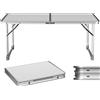 NONE Tavolo Pieghevole Portatile in Alluminio Resistente per Feste, Barbecue, Campeggio all'Aperto 60x40x26cm, Bianco