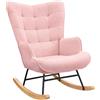 Anajqaqia Poltrona a dondolo Anajqaqia, sedia relax, sedia da soggiorno, sedia a dondolo, per camera da letto, soggiorno, in velluto Teddy, rosa