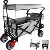 LONENESSL Carrello Pieghevole da Esterno per Viaggi, Carrozzina Pieghevole per Bambini, Carrello da Campeggio con Tettuccio e Ammortizzatori, Carrello a Mano, Passeggino da Spiaggia