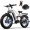 PHILIAM Bicicletta Elettrica PHILIAM 3000W con Doppio Motore, Batteria 52V 23AH, Velocità 60KM/H, Pneumatici Fat, 7 Velocità, Freni Idraulici a 4 Pistoni, Bicicletta Elettrica per Adulti
